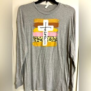 Gray Long Sleeve Faith Graphic Tee